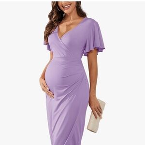 Elegant Purple Maternity Dress
